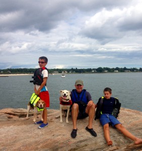 tucker, ben, dad, targa, and me on an island.
