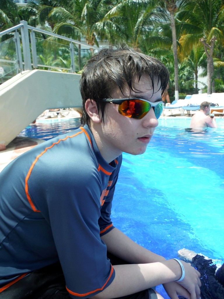 me sitting in the pool
