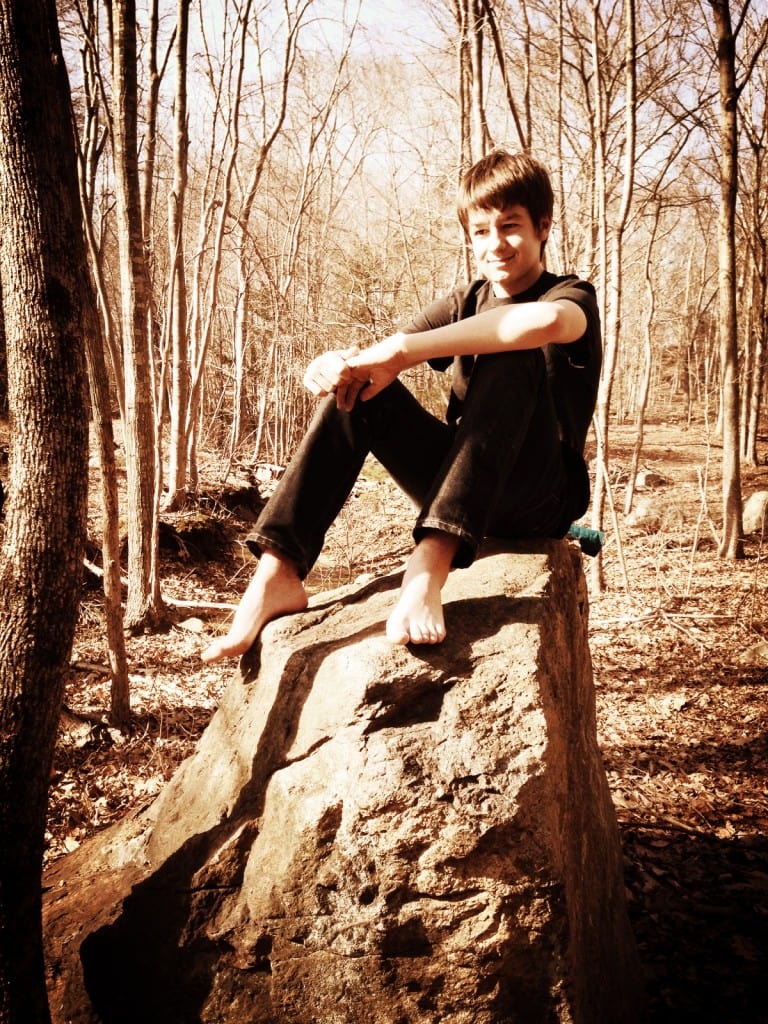 me sitting on a rock in the morning